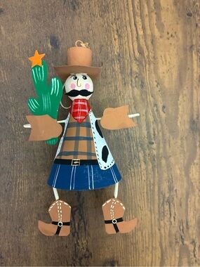 Southwestern Style Tin Cowboy Christmas Ornament